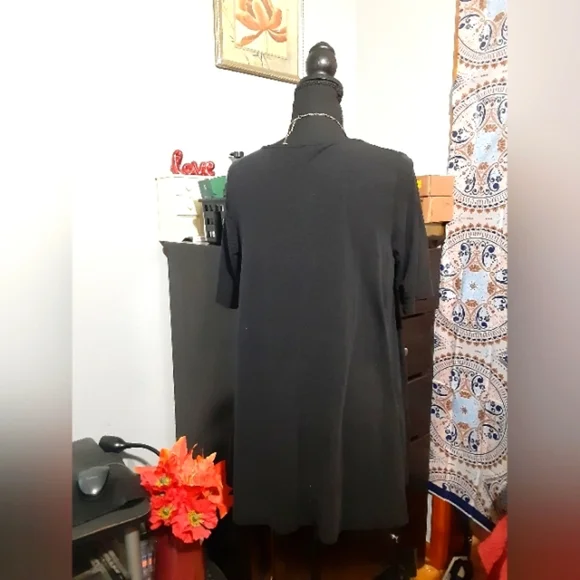 Eileen Fisherc Women's Top  Black Short Sleeve Oversize Boho Lagenlook Top S - Picture 4 of 6